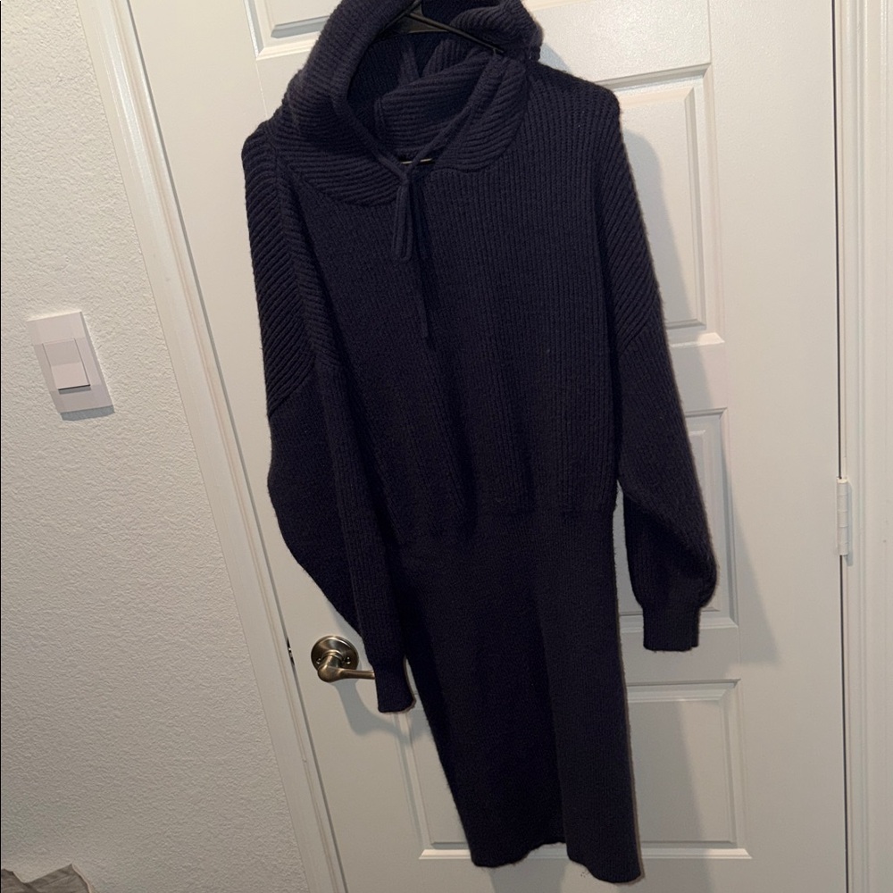Pretty Garden Navy Blue Hoodie Sweater Dress - Picture 4 of 9